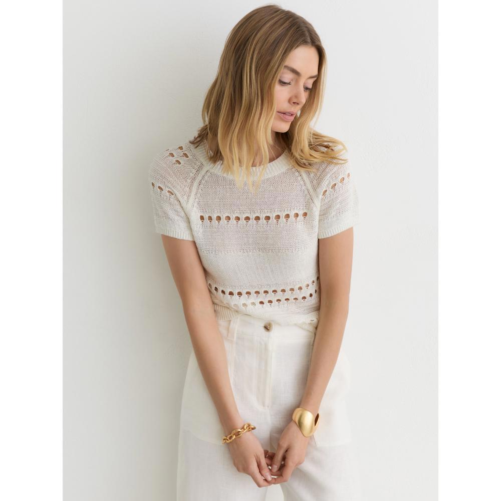 REISS Chloe Linen Textured-Knit Top